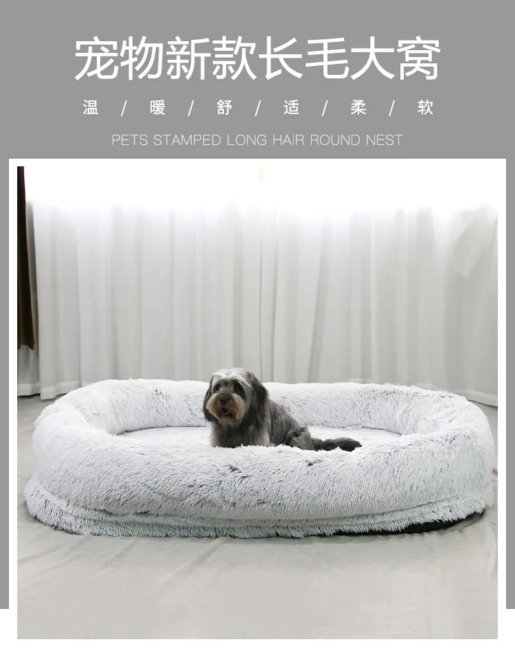 Cross-border explosion human kennel plush human dogbed winter warm sponge dog pad giant dog bed
