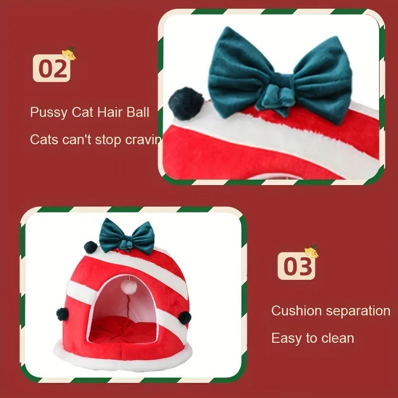 Bed Cats for Winter Christmas Cushions Warm Beds Accessories Pet Supplies Houses House Kitten Habitats Basket Goods Products