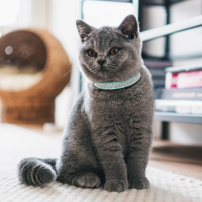 Suede Leather Cat Collar Bling Rhinestone Cats Collars with Bell Safety Breakaway Pet Puppy Necklace Adjustable XS S Pink Soft