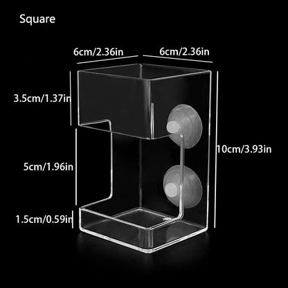 Highly Transparent Square/Round Aquarium Feeder Bowl Fixed-Point Plastic  Floating/Sinking Fish Food Tray with Suction Cup New