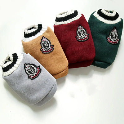 Pet College Style Sweater College Style V-neck Teddy knitted Vest Sweater Winter Warm Chihuahua French Bulldog Yorkie Coat