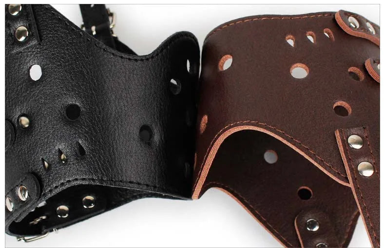 Dog Muzzle Leather Comfort Secure Anti-Barking Muzzles for Dogs Breathable and Adjustable Dog Muzzle Allows Drinking and Eating