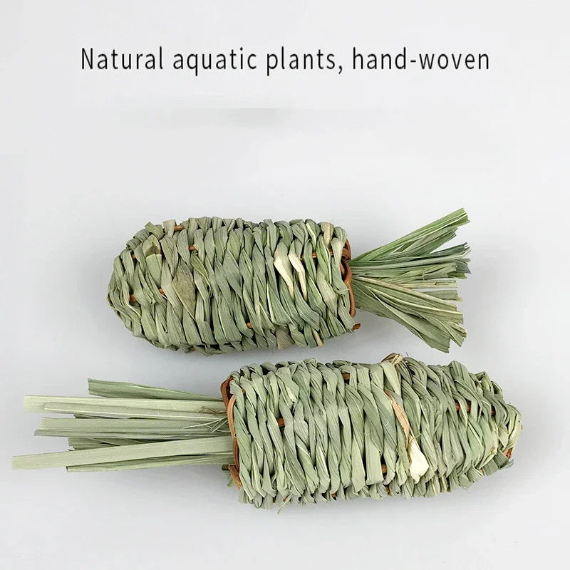 Hand Wove Natural Straw Rope Carrot Hamster Molar Chew toy Small Pets Toys For Hamster Rabbit Grinding Groducts Gnaw Toy Supply