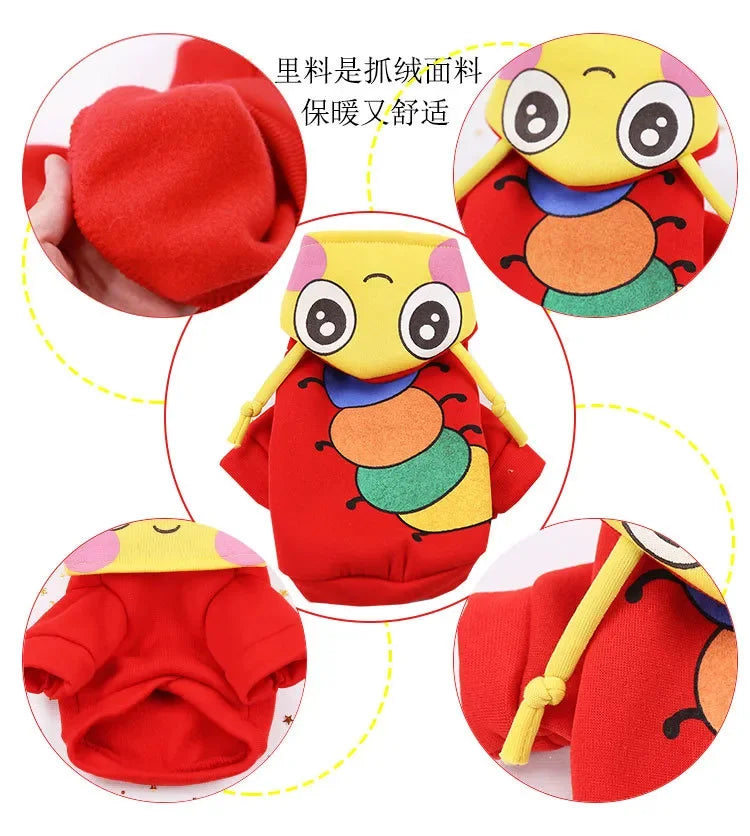 Costumes Cartoon Cute Pet Dog Clothes Winter Christmas Soft Fleece Animal Duck Owl Tiger Dinosaur Cosplay Dog Hoodies Clothes