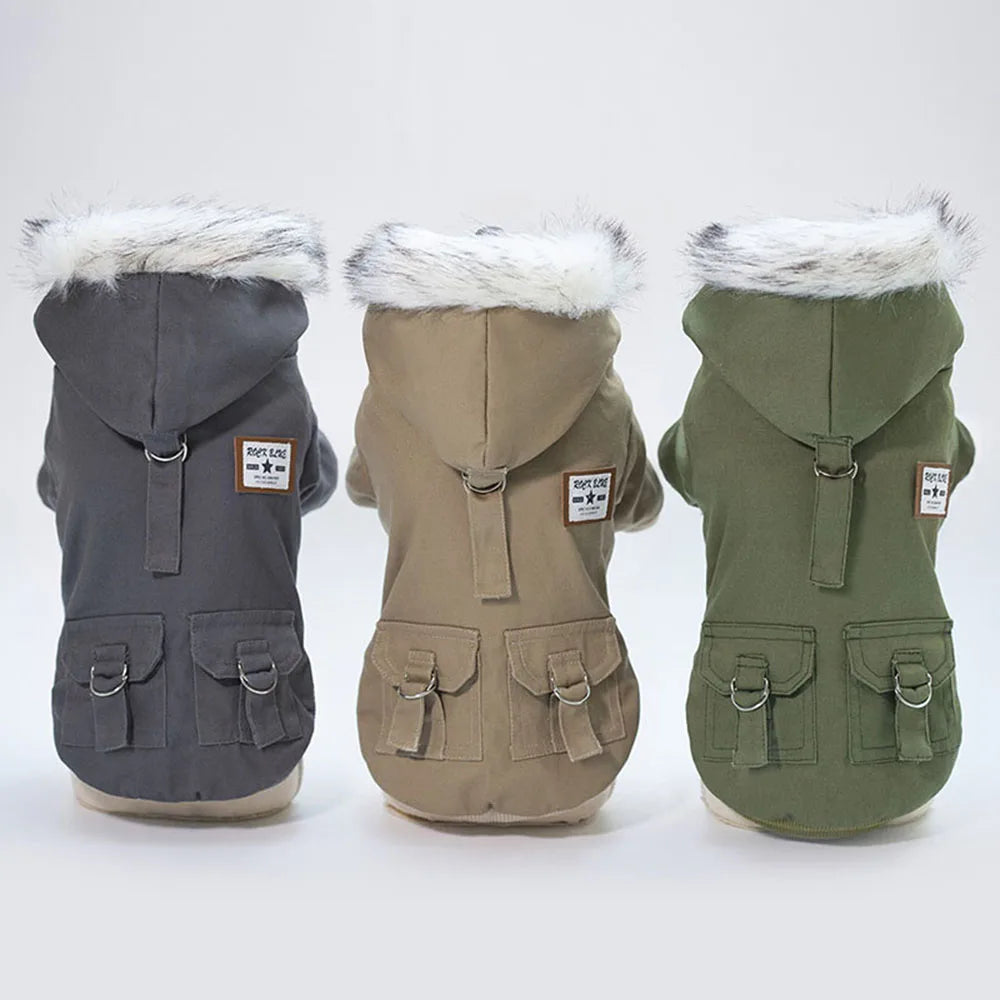 Winter Dog Clothes Warm Puppy Jacket Coat for Small Dogs Cats Chihuahua Yorkie Windproof Hoodies Pet Clothing Military Costume
