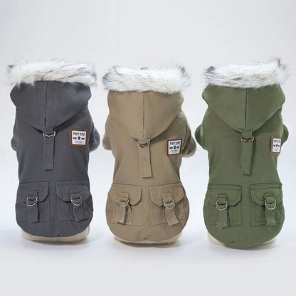 Winter Dog Clothes Warm Puppy Jacket Coat for Small Dogs Cats Chihuahua Yorkie Windproof Hoodies Pet Clothing Military Costume