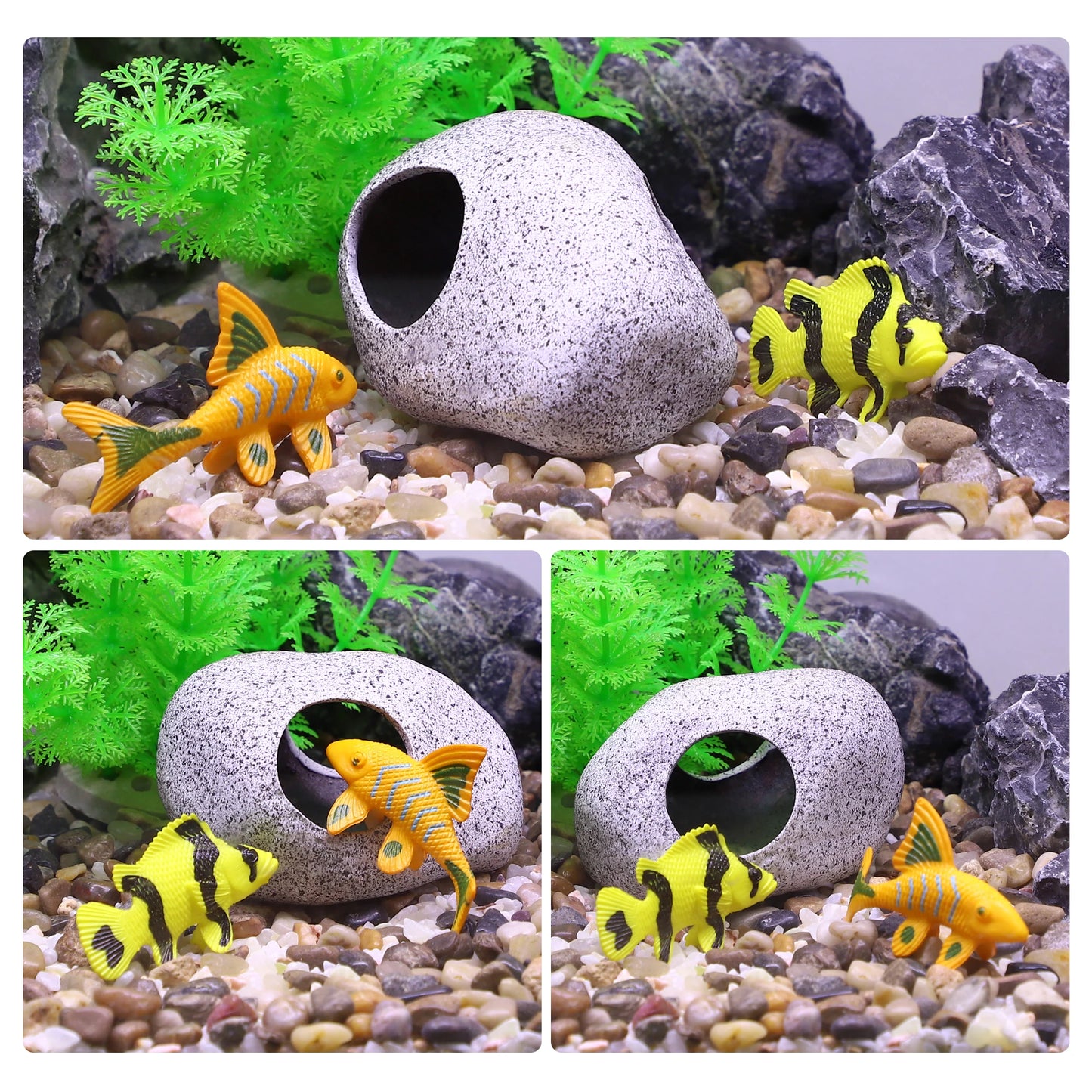 UXCELL Fish Tank Hideaway Rock Cave Ceramic Aquarium Decoration Fish Shrimps Shelter Pet Pottery House Canister Accessories