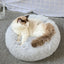 Long haired ultra soft pet cat bed plush washable calming bed donut bed comfortable sleeping artifact