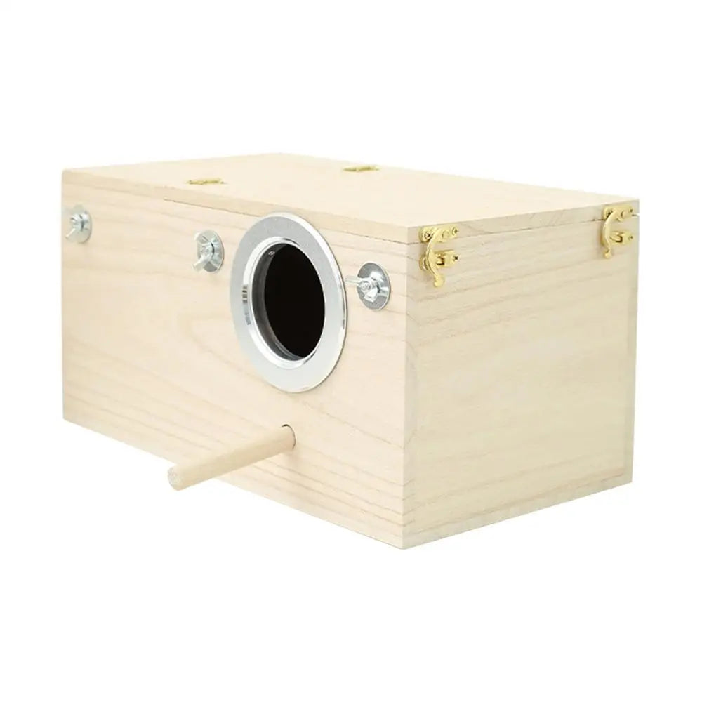 Parakeet Nest Box Wood Parrot Breeding Nest Cage House Nesting Boxes For Birds With Perch Stand Bird Cage Mating Box