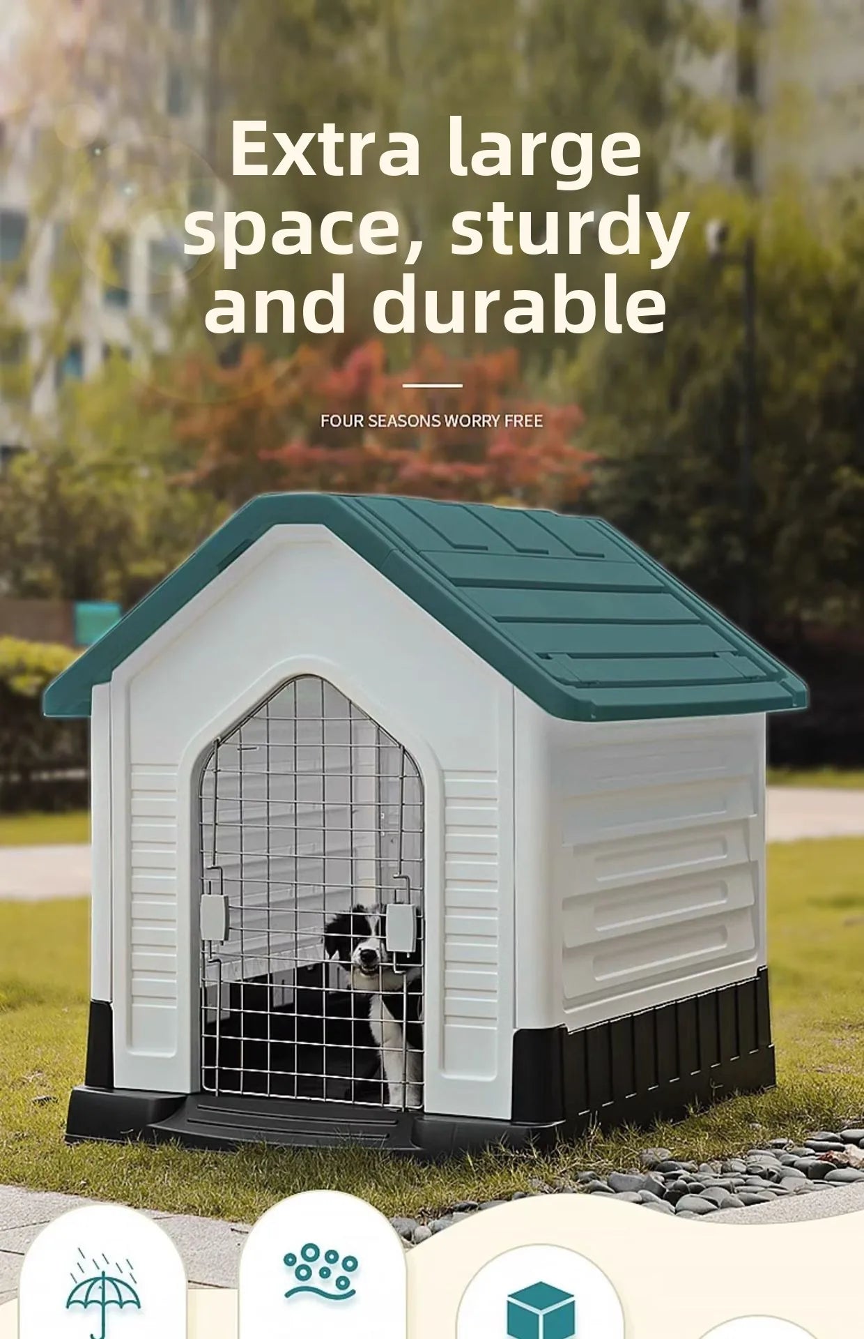 New Dog House Outdoor Waterproof Kennel All Seasons Indoor Dog House Outdoor Rainproof Sunscreen Medium and Large Dogs.