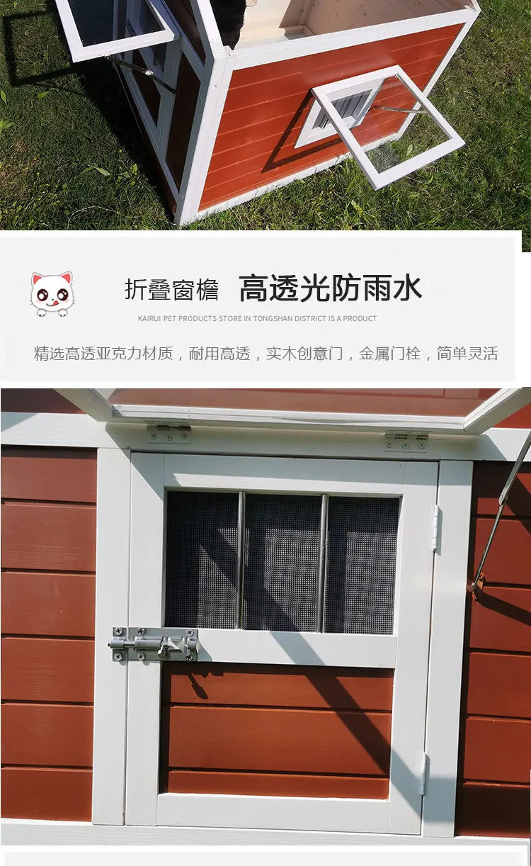Outdoor dog cage luxury villa solid wood dog house family dog house outdoor wooden kennel cat house pet wholesale