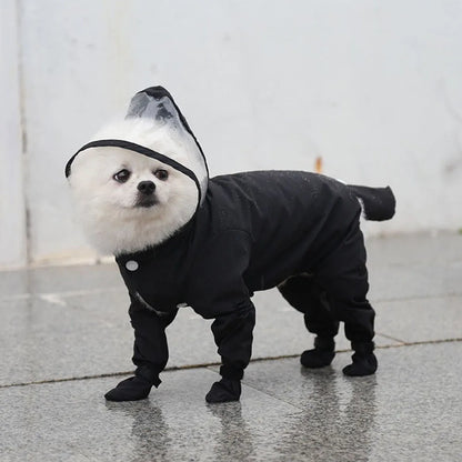 Small Dog Raincoat Hooded Pet Rain Wear Waterproof Teddy Poncho with Rain Boots Adjustable Puppy Dog Full Body Coverage with Hat