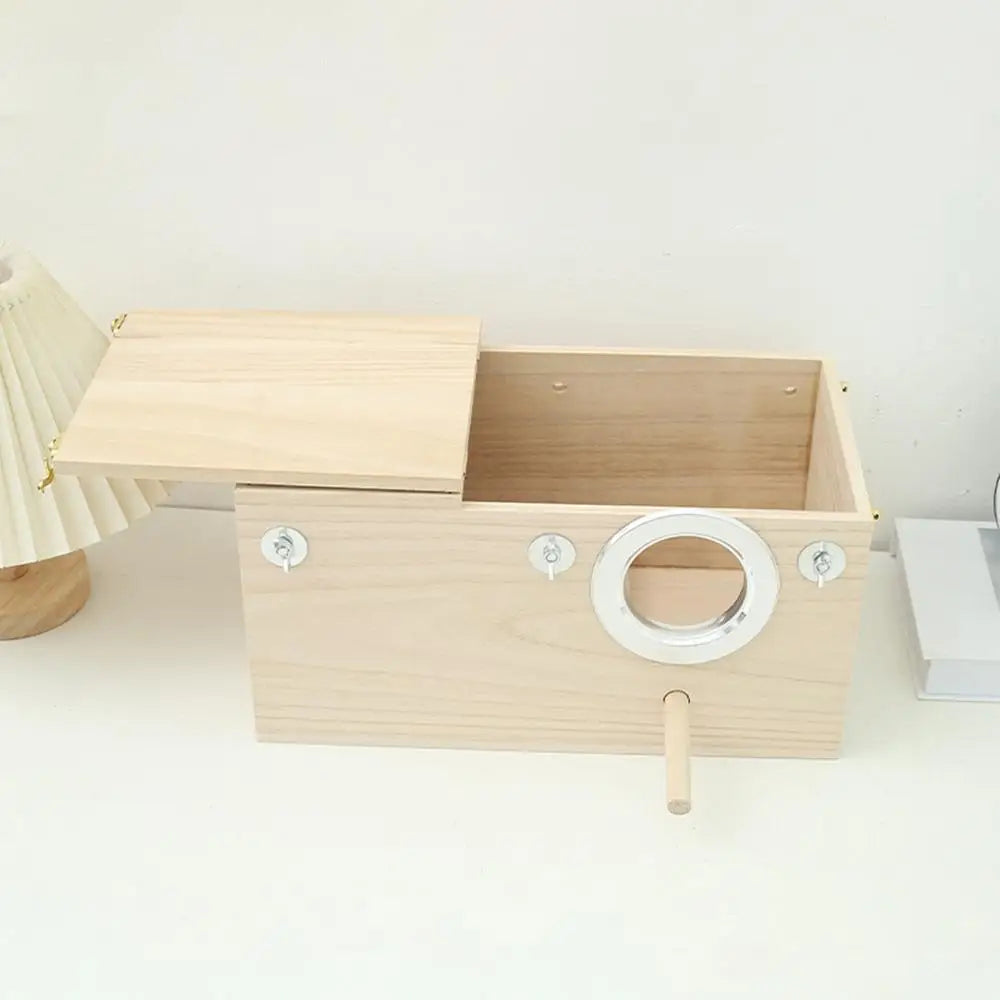 Parakeet Nest Box Wood Parrot Breeding Nest Cage House Nesting Boxes For Birds With Perch Stand Bird Cage Mating Box