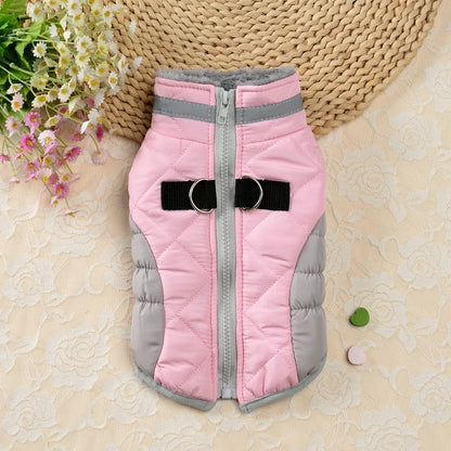 Reflective Dog Winter Jacket with Harness Cold Weather Clothes for Small Medium Dogs Turtleneck Thermal Fleece Lined Dog Coat