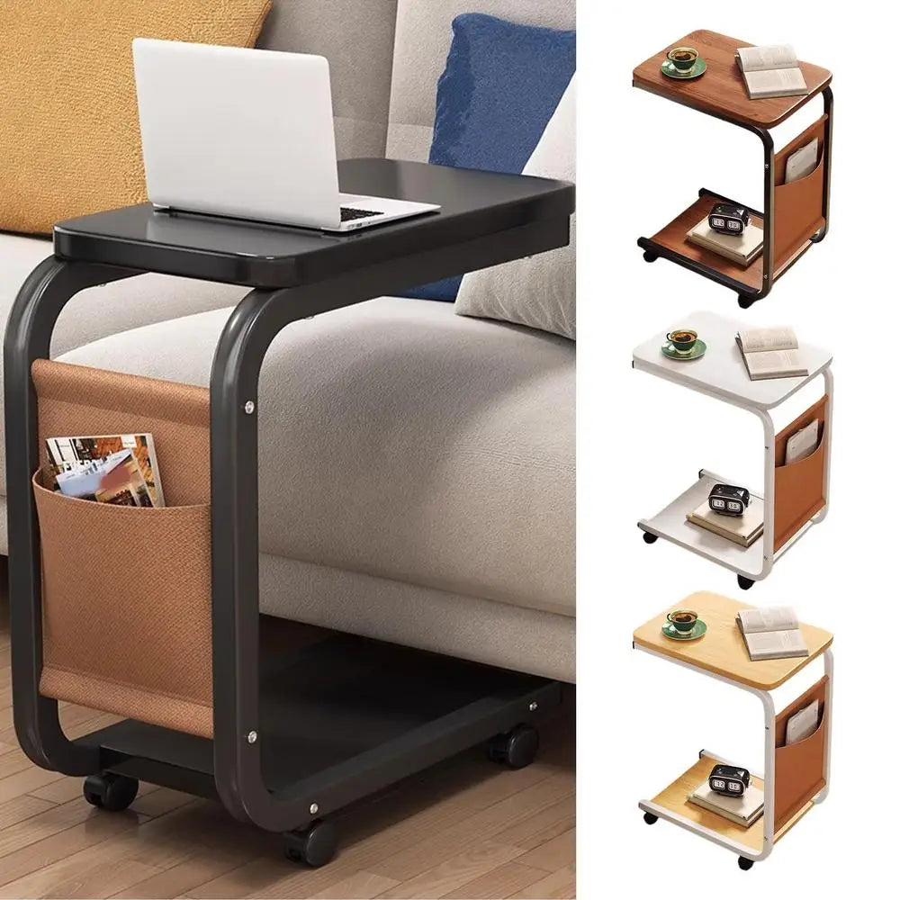 End Table C Shape Small Side Table For Living Room Double Layer Movable Side Table For Sofas Living Rooms Bedside Areas Small