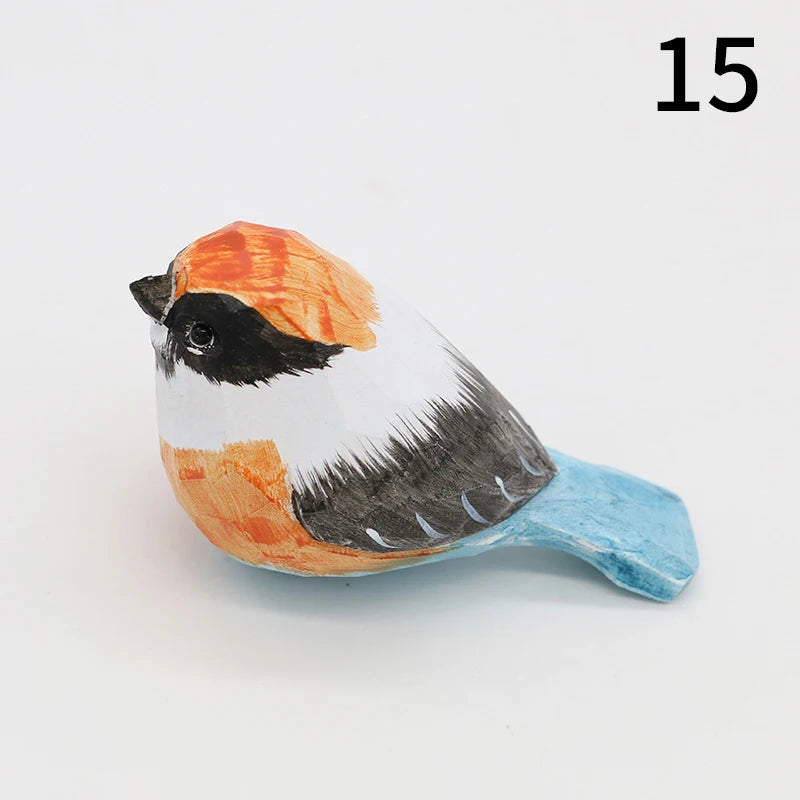 Wooden Bird Figurine Ornaments Handmade Carving Animals Miniature Crafts Art Decor Home Desktop Decoration Children Gifts