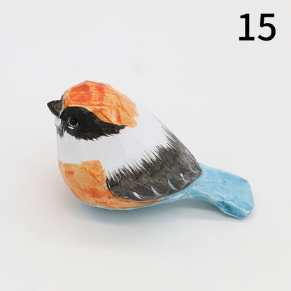 Wooden Bird Figurine Ornaments Handmade Carving Animals Miniature Crafts Art Decor Home Desktop Decoration Children Gifts