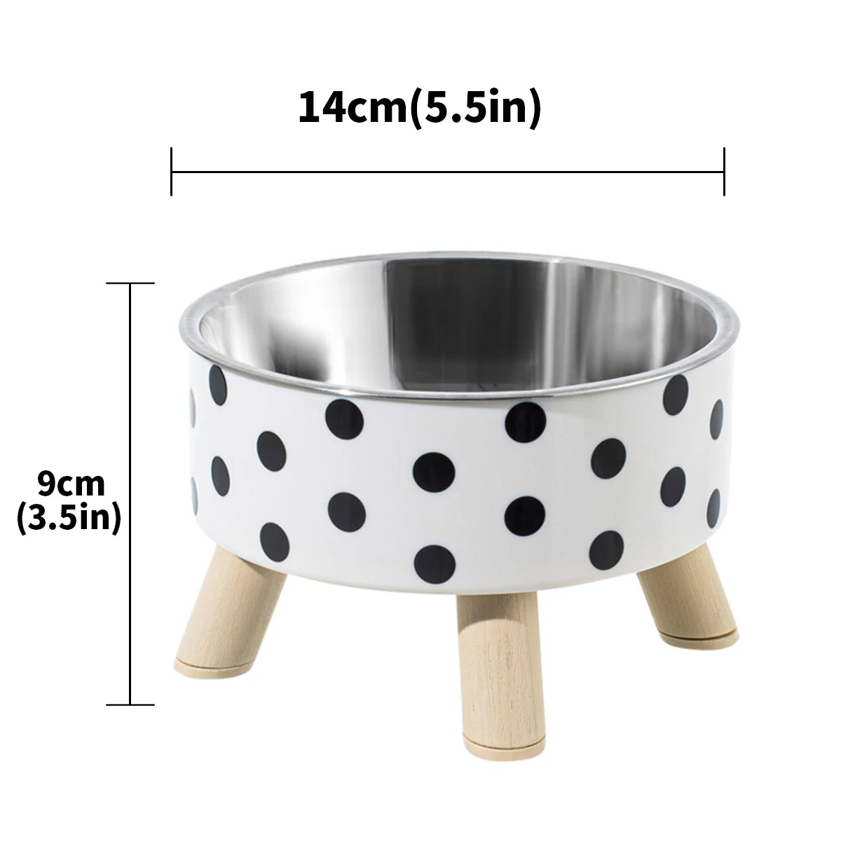 A Cat Bowl For Cats And Dogs, Simple Polka-dot Stainless Steel Pet Tall Bowl, Drinking Water, Anti-overturn Water Bowl, Food Bas