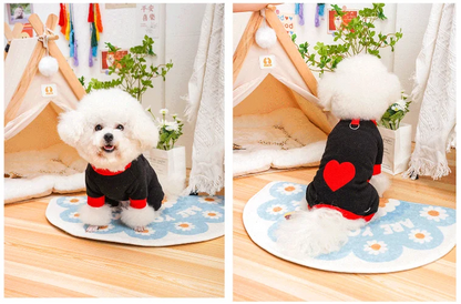 Heart Pattern Dog Pajamas for Small Dogs,Warm Fleece Dog Jumpsuit Yorkie Puppy Onesie 2024 New Autumn Winter Clothes Pet Apparel