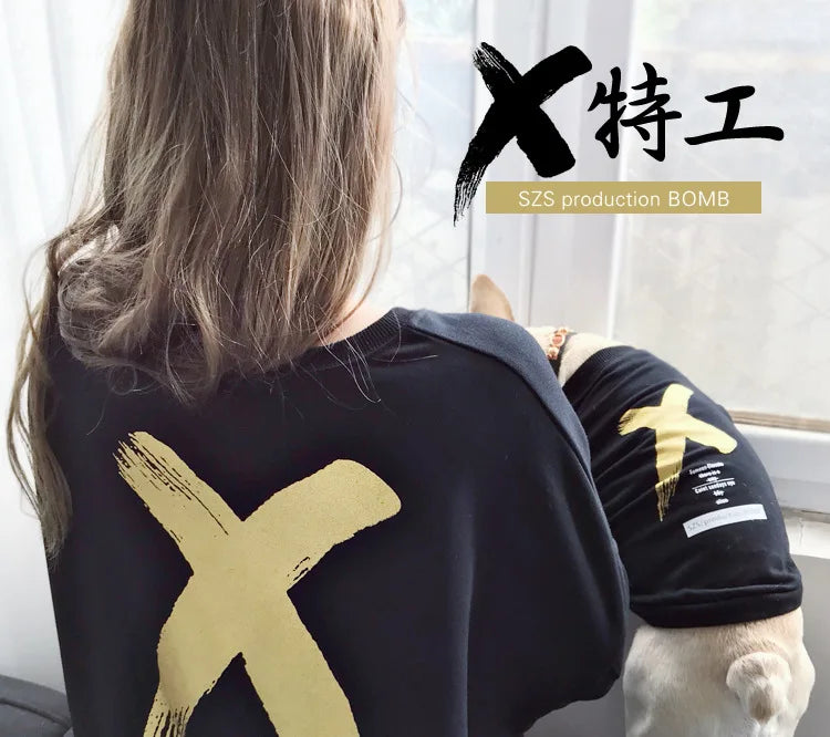 Pet Clothes  Dog Clothes Parent-child Wear Spring and Autumn Korean Version Printing Pure Cotton Two Colors Seven Sizes