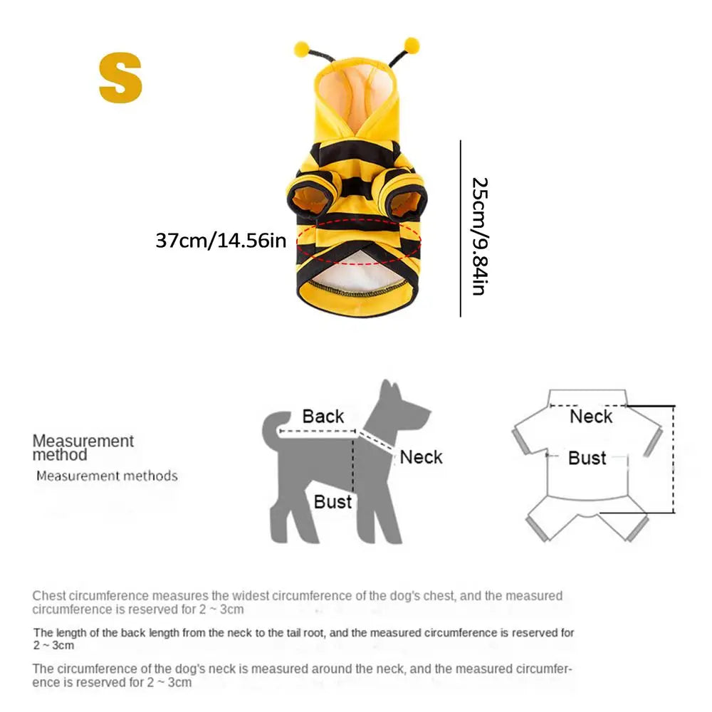 Dog Bee Costume Pet Bee Halloween Hoodies Soft Pet Halloween Christmas Cosplay Dress Hoodie Cosplay Clothes for Dog Cat Puppy