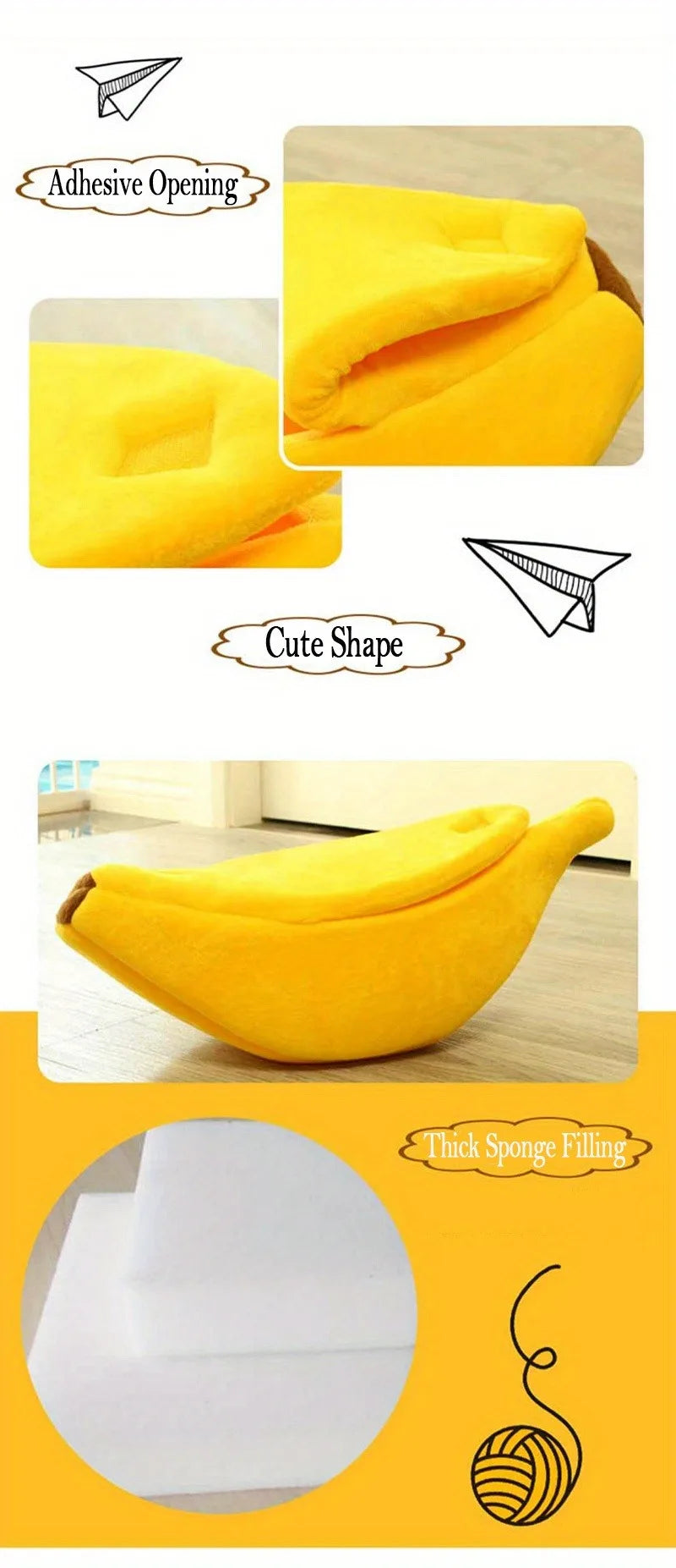 Plush Bed for Cats Winter Things Warm Houses Banana Pet Products Accessory Habitats All Basket Cushions  Puppy Supplies