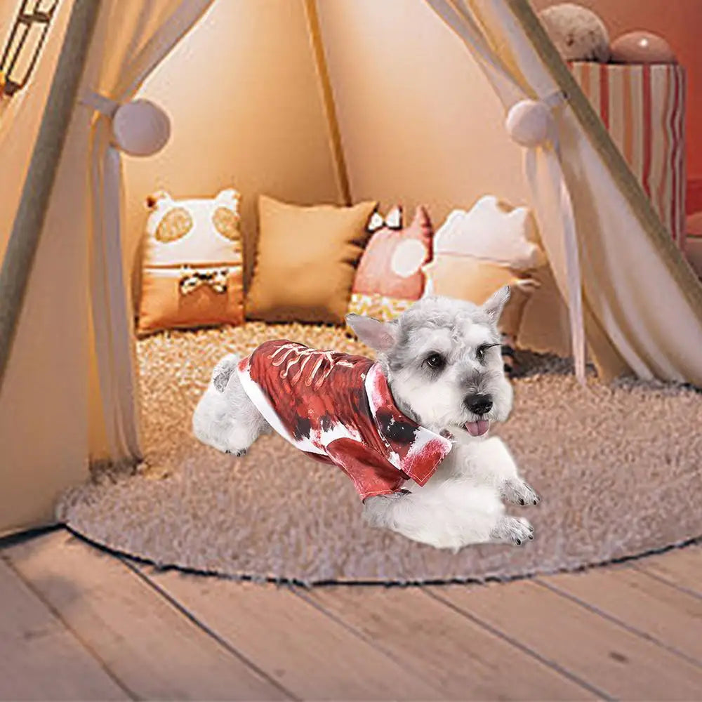 Cat Halloween Costumes Spooky Pet Blood Shirt Printed Pet Dog Clothes Bloody Skeleton Clothes Dress up for Small Medium Large