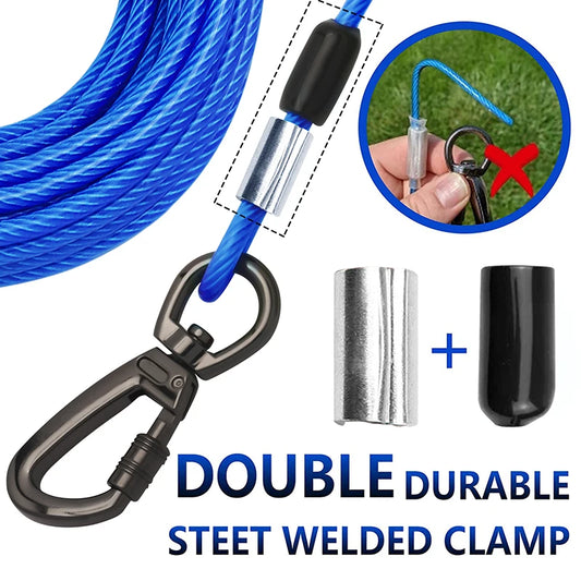 Tie Out Cable Dog Leash with spring Durable Anti-Bite Two Head dog Leash, Outdoor Dogs Leash Belt For Small Medium Dog Walking