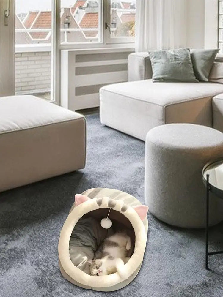 Cat Bed Warm Pet House Kitten Cave Cushion Cat House Round Cat Cushion Cat House 2 In 1 Warm Cats Basket Pet Sleep Bag