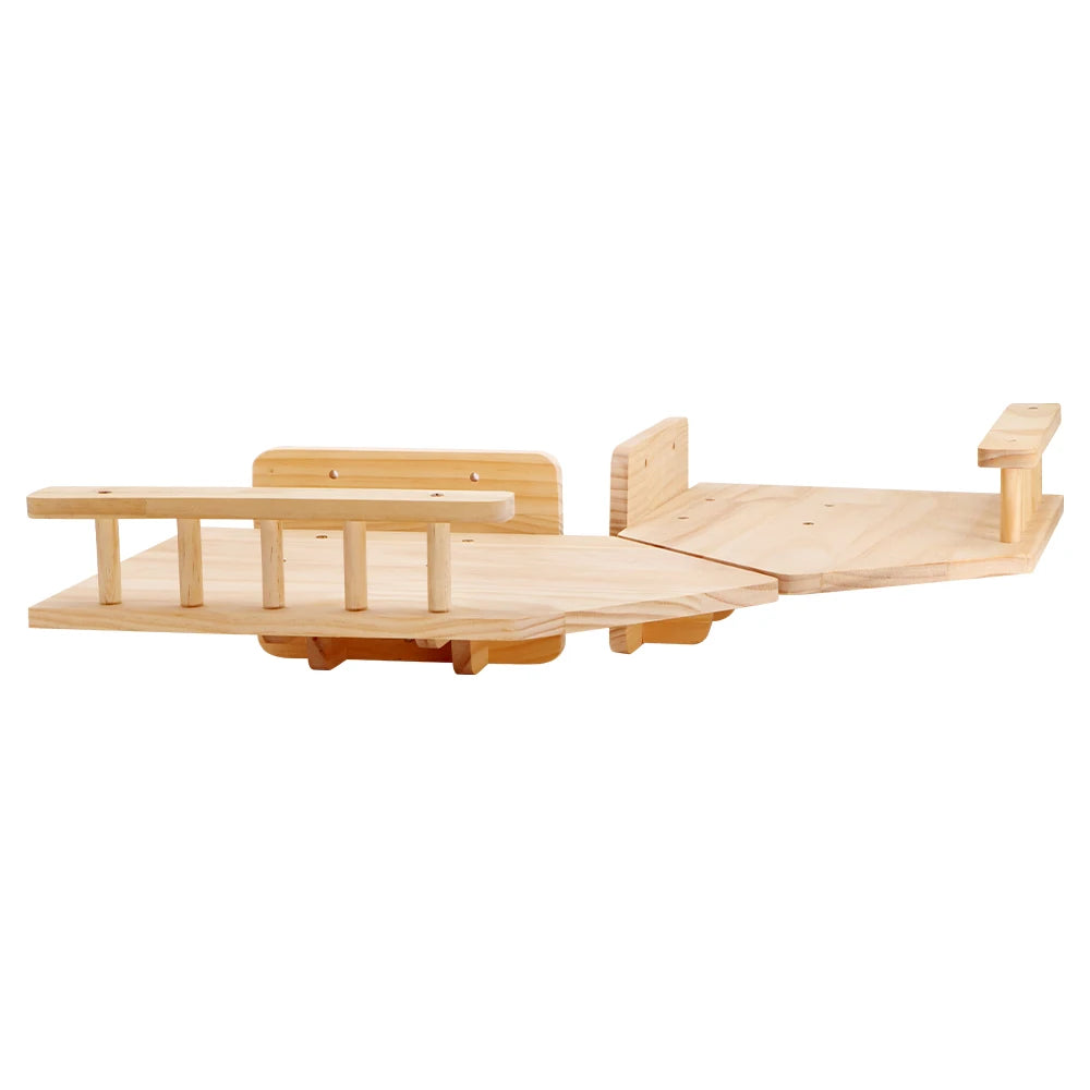 Wall Mounted Cat Climbing Shelves For Cat Corner Step With Guardrail Arch Platform Suit for Kitten Relax Non-slip & Widen Step