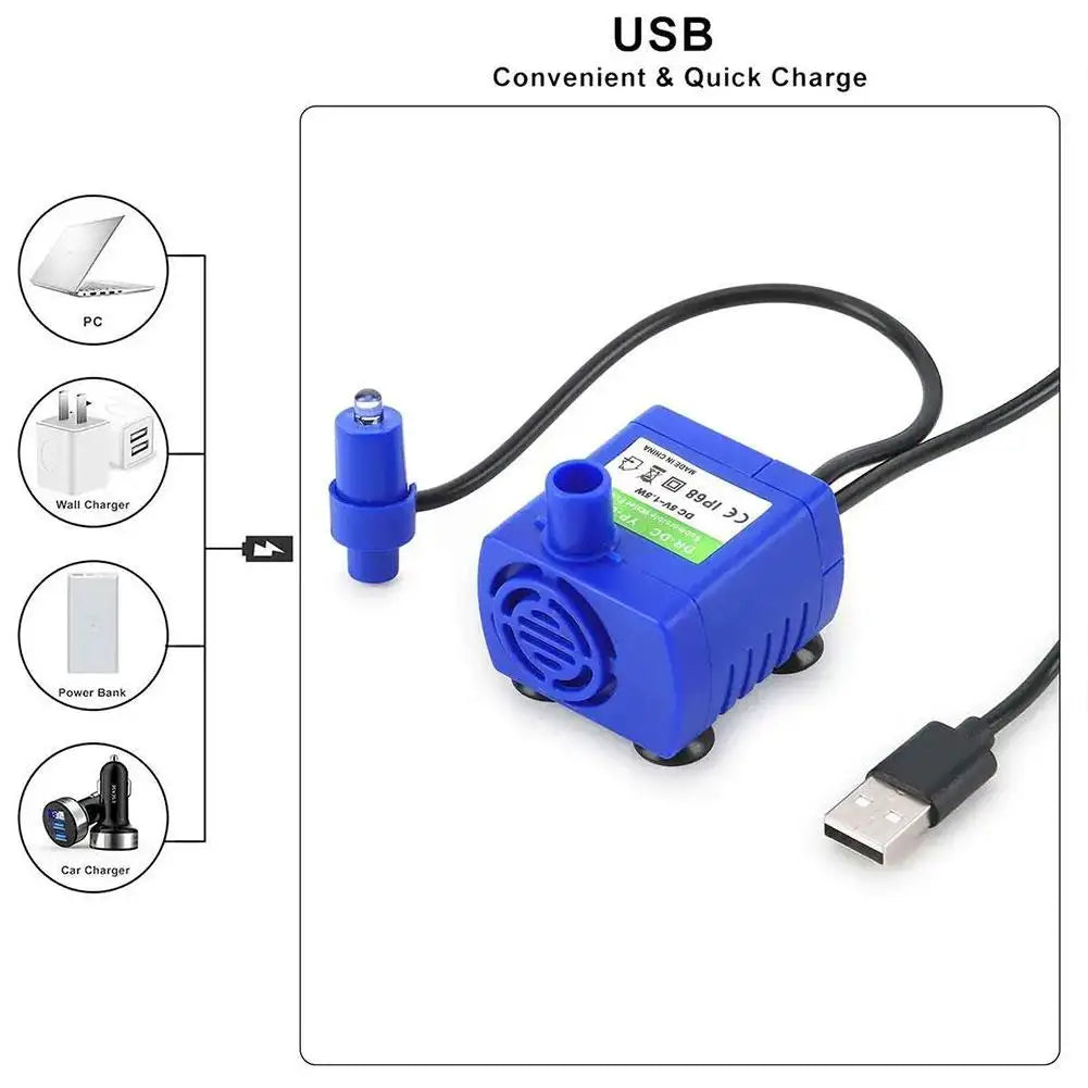 Silent AC Water Pump DC Power-off Water Pump Easy To Light Light Disassemble Pet Two-color Pump LED Fountain D9U9