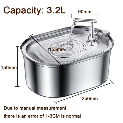 Stainless Steel Cat Water Fountain Automatic Pet Drinker Drinking Fountain For Cats Dogs Drinking Bowl with Replaceable Filter