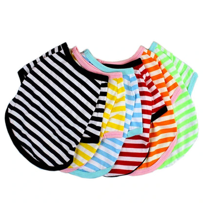 Stripe Dog T-shirt for Small Medium Dogs Cats Puppy Short Sleeve Cotton Shirt Pet Dog Summer Clothes French Bulldog Terrier