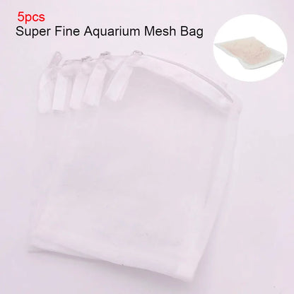 5Pcs Black/White Filter Mesh Bag Aquarium Pond For Bio Ball Carbon Media Ammonia Fish Tank Isolation Bag Accessories