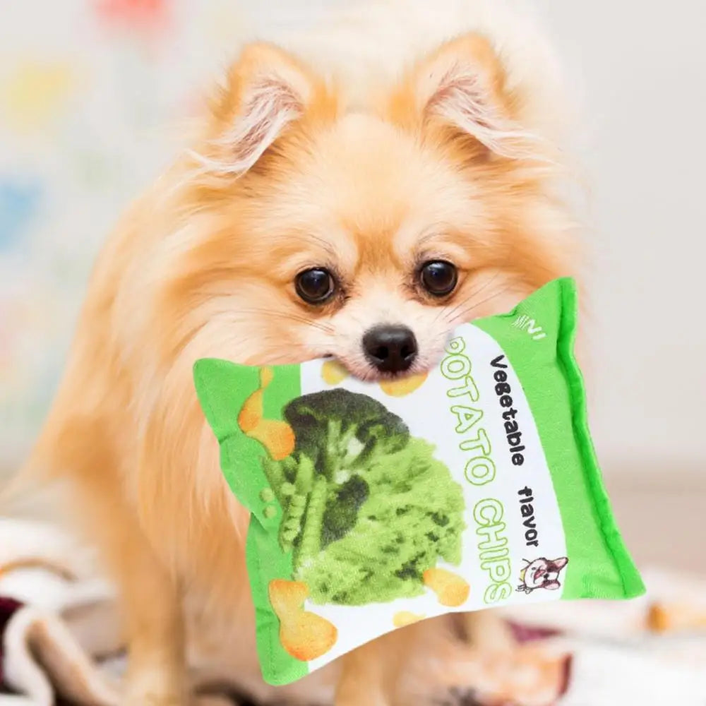 Dog Toy Potato Chip Bag Squeaky Snack Bag Dog Toy Molar Toy Snack Bag Dog Toy Interactive Plush Pet Toy Puppy Teething Toy