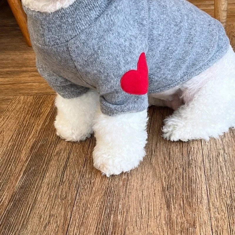 Fashion Pet Dog Bottoming Shirt Puppy Solid Color Clothes Winter Teddy Warm Two Legged Clothing Pet Poodle Pullover Dog Jackets