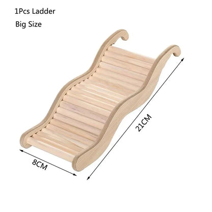 Smooth Hamster Hideaway Wooden Hamster House with Climbing Ladder Small Pet Castle Arch Bridge for Dwarf Mice Gerbils Small Pets