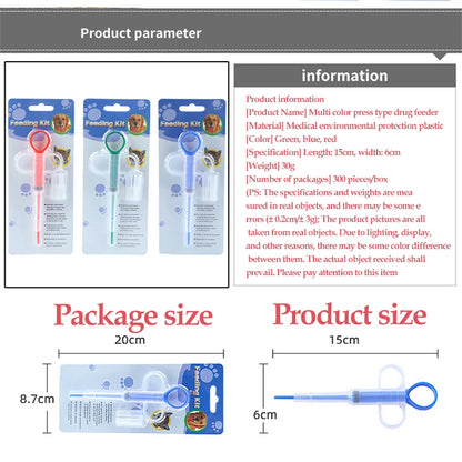 Pet Medical Feeder Syringe - Red, Blue, Green