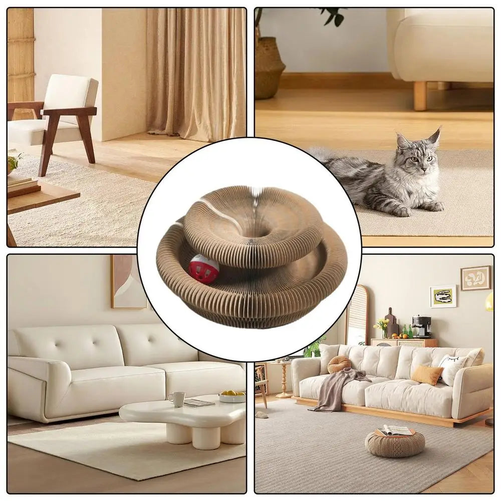 Magic Organ Cat Scratcher Organ Cardboard Scratching Board with Toy Bell Indoor Cat Grinding Claw Scratching Board Interactive