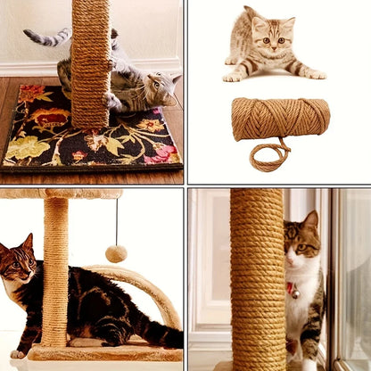 4mm/6mm/8mm /10mm Natural Sisal Rope Cat Scratcher Rope Tree Scratching DIY Toy Scratching Post Cat Paw Claw Furniture Protector
