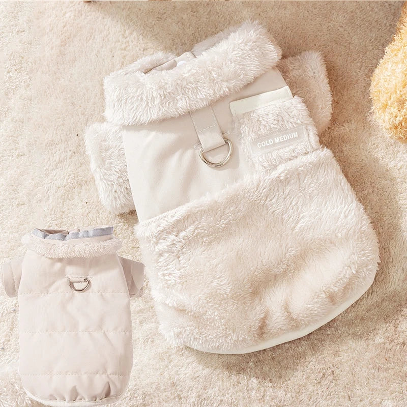 Winter Dog Jacket Fleece Pet Coat Double Sided Wear Dog Warm Clothes Thickened Cat Clothing Chihuahua Bichon Costume with D-Ring