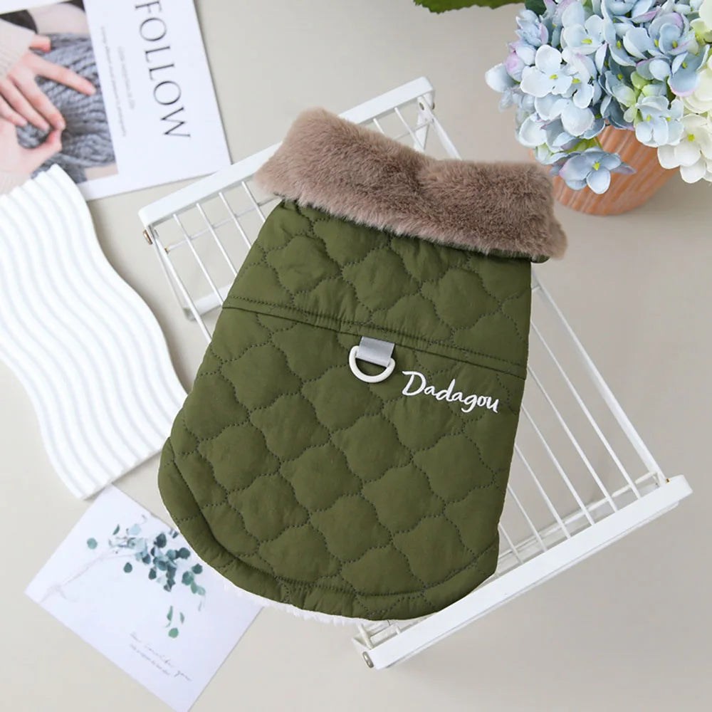 Winter Warm Fur Collar Dog Jacket Windproof & Waterproof Dog Clothes for Small Dogs Puppy Vest Chihuahua Yorkie Coat Pet Costume