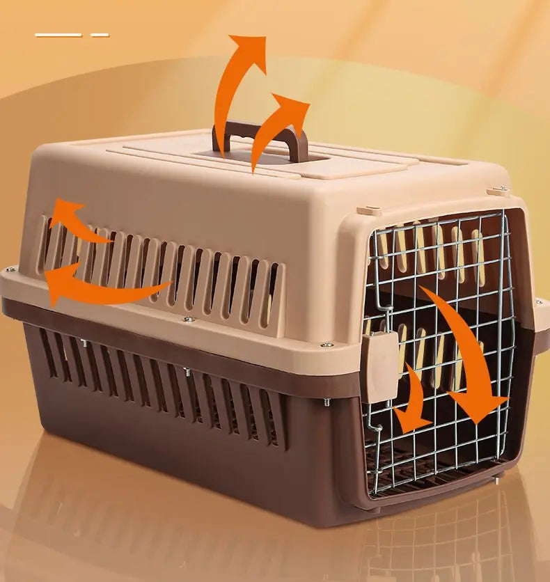 Pet air box, cat and dog car trunk cage, large medium and small cats and dogs can carry the checked box when they go out