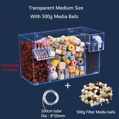 Fish Tank External Filter Box Acrylic Filter Dry and Wet Separation Small Silent External Suspend Aquarium Drip Overflow New