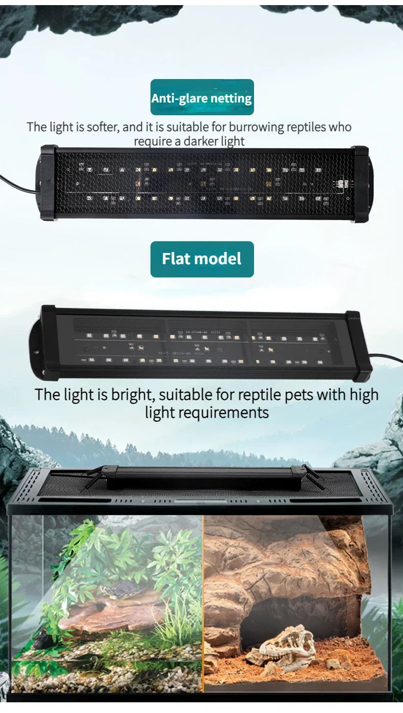 UVA+UVB Reptile Full Spectrum LED Light Turtle Lizard Snake Terrarium Sunbathe Heat Lamp 10.0 20.0 Sun Lamp Sunbathe Heat Lamp