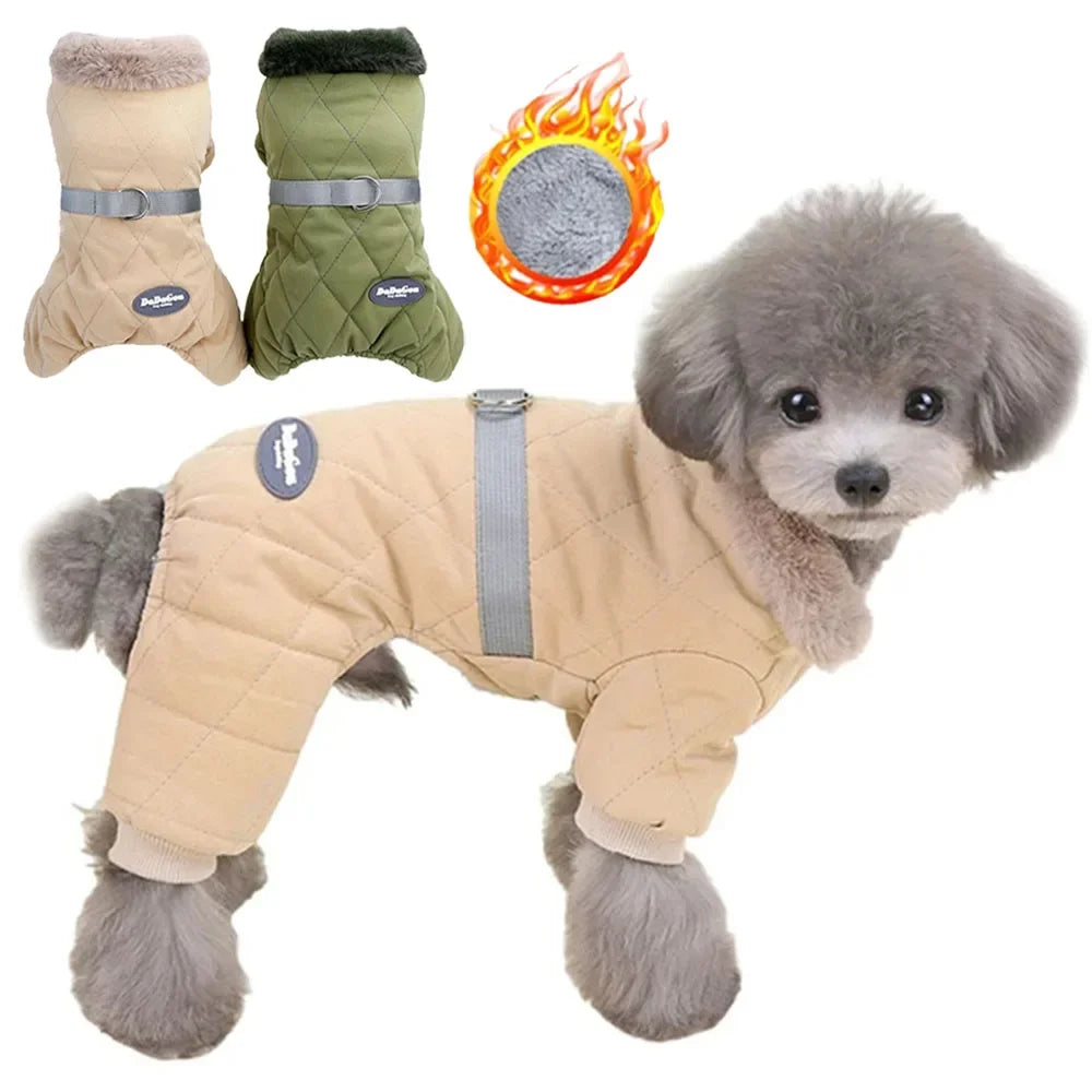 Windproof Dog Jumpsuit Coat Winter Dog Clothes Warm Fur Collar Puppy Cotton Jacket for Small Medium Dogs Pet Chihuahua Costume