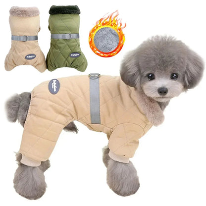Windproof Dog Jumpsuit Coat Winter Dog Clothes Warm Fur Collar Puppy Cotton Jacket for Small Medium Dogs Pet Chihuahua Costume