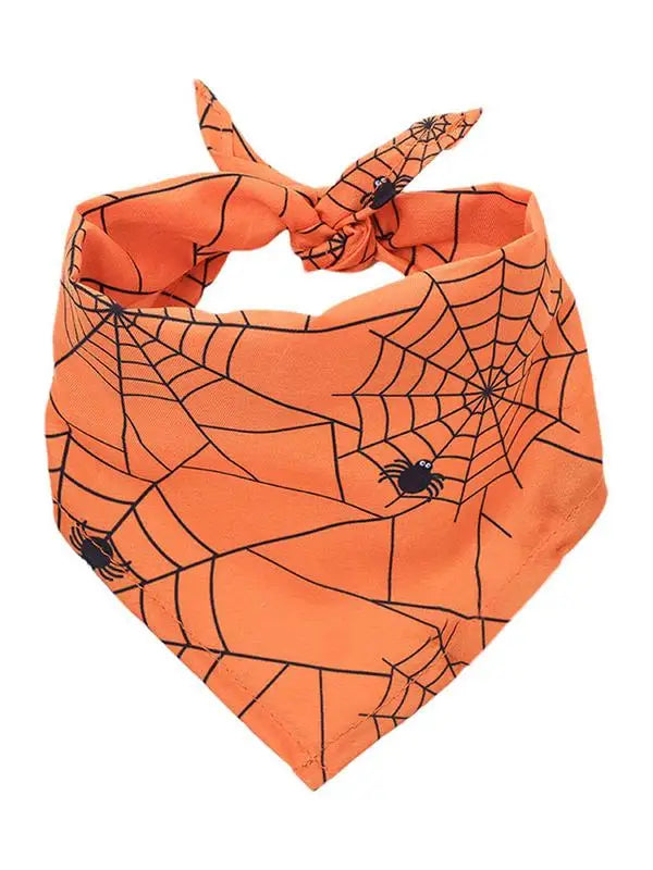 Dog Scarf Pet Costume Saliva Towel Adjustable Pumpkin Dog Scarf Triangle Pet Scarf Skull Washable For Boy Girl Toy