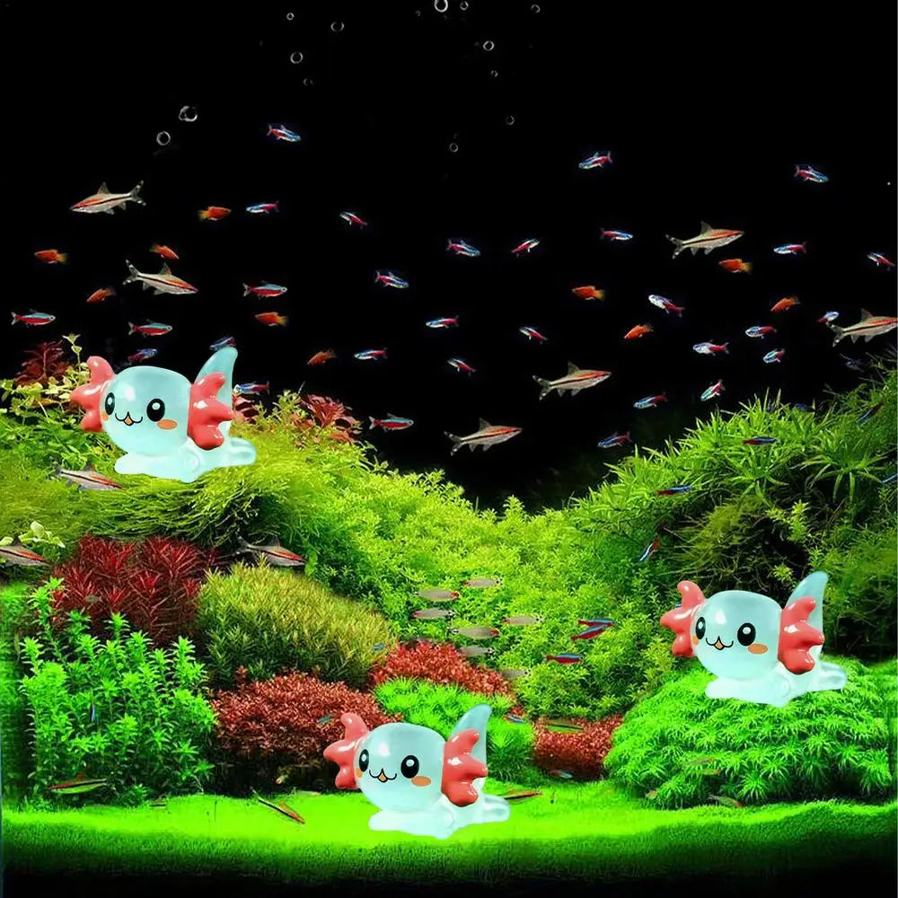 Miniature Axolotl Figures Cute Resin Mini Aquarium Figures In The Dark Durable Axolotl Figurines Small Aquarium