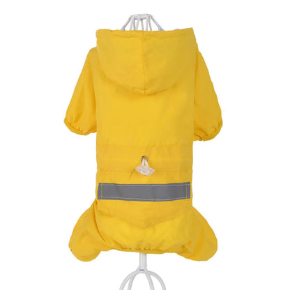 Dogs Raincoat Adjustable Puppy Dog Raincoat Waterproof 4 Legs Raincoat for Small Dogs Outdoor Pet Poncho with Reflective Strap